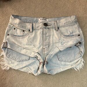 One Teaspoon Bandits Light Blue Distressed Women's Shorts (size 22)